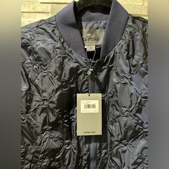 G/FORE Women's Textured Bomber Jacket Twilight, NAVY BLUE, SMALL - Picture 8 of 11